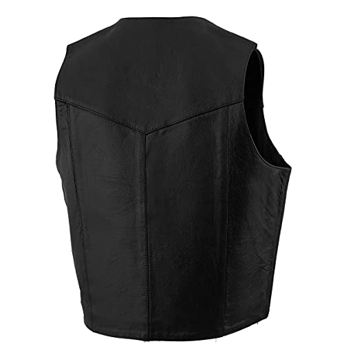 Image of Milwaukee Leather Men's Premium Leather Western Style V-Neck Motorcycle Rider Vest with Front Snap Closure |LKM|ML|SH