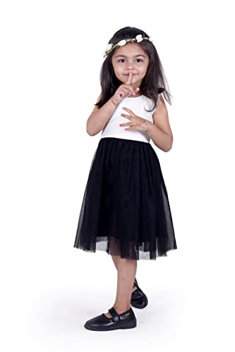 Image of TAGAS Baby-Girl's Valantino & Net Fit and Flare Standard Length Dress (KD-405-PINK-7 Pink 7 8 Years)