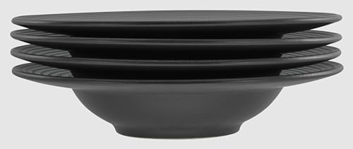 CreaTable, 21821, Serie Lava Stone black, 4-teiliges Geschirrset, Teller Set aus Steinzeug, spülmaschinen- und mikrowellengeeignet, Made in Portugal