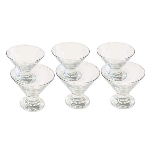 Tradineur - Pack de 6 copas de helado de 165 ml y de 10,5 de diámetro y 8,5 cm de alto. Set de 6 vasos para postres con estilo elegante. Juego de 6 recipientes para servir sobremesas.
