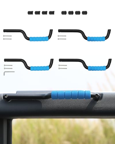 Image of ROADER Bronco Front & Rear Roll Bar Grab Handles for 2024 2025 New Ford Bronco 2021 2022 2023 4 Door, Alloy Grip Handles Bronco Interior Accessories, 4 Pack(Not Fit Bronco Sport)-Blue