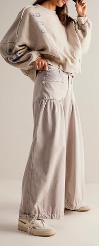 Women Baggy Cargo Jeans Mid Waist Wide Leg Ruffle Drawstring Parachute Denim Pants Vintage Sweatpants Pockets3