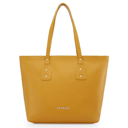 Image of Caprese N Salvo Tote Medium Yellow Shoulder Bag for Women Stylish, Spacious Design, Multi-Compartment, Durable, Comfortable Straps for Work, Travel, Shopping & Daily Use