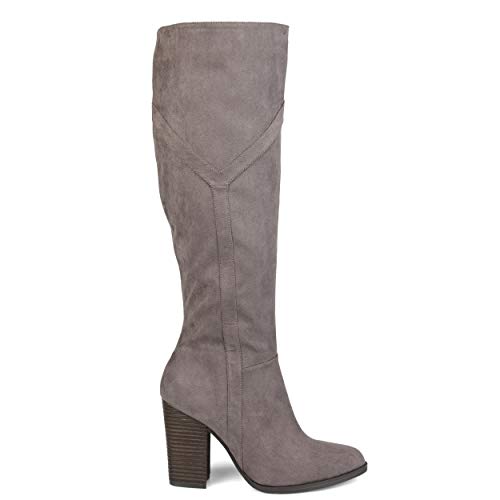 Brinley Co. Womens Detailed Knee High Boot Grey, 8 Wide Calf US