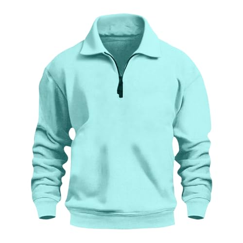 Sweatshirts for Men Long Sleeve Stand Collar Winter Fleece Sweaters Chunky Knitted Slim Fit Quarter Zip Pullover3