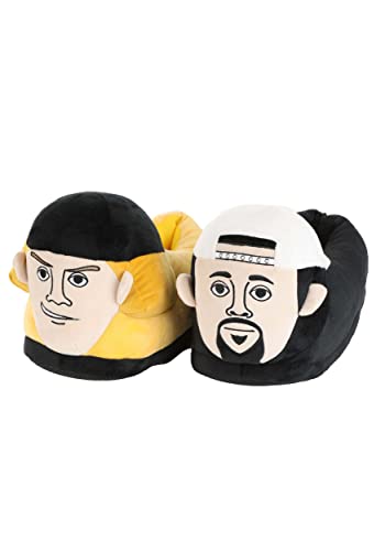 Jay & Silent Bob Character Slippers for Adults - Plush Anti-Slip Cushioned Slippers - Officially Licensed