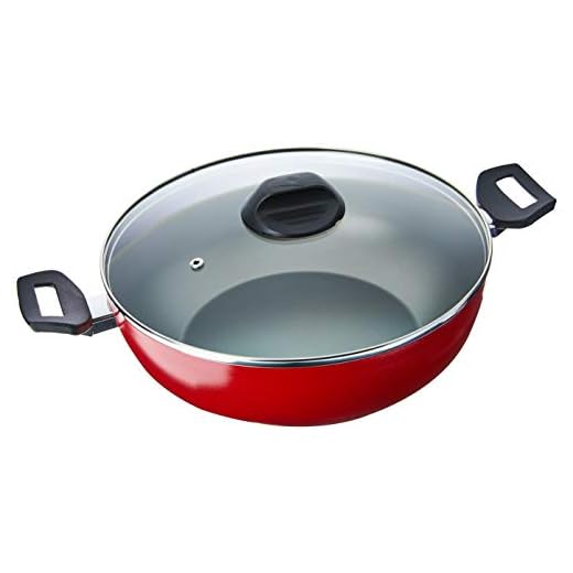 Wok com Tampa e Alças Garlic, 28 cm, Vermelho, Brinox