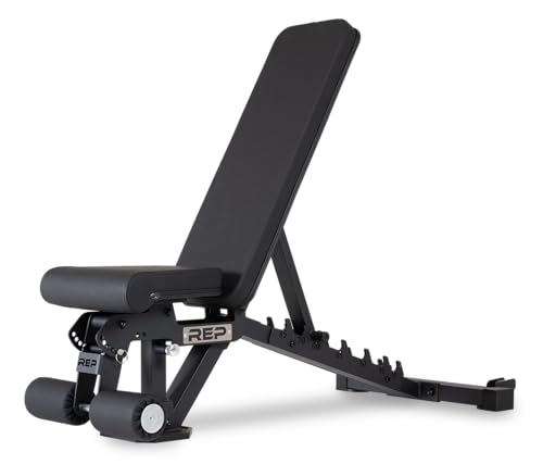 Image of REP FID Foldable Weight Bench, Incline Decline Chair for Home Gym, Compact Portable Stationary Equipment, Heavy Duty Strength Training Platform, Adjustable Situp Dumbbell Workout Support, AB-3000