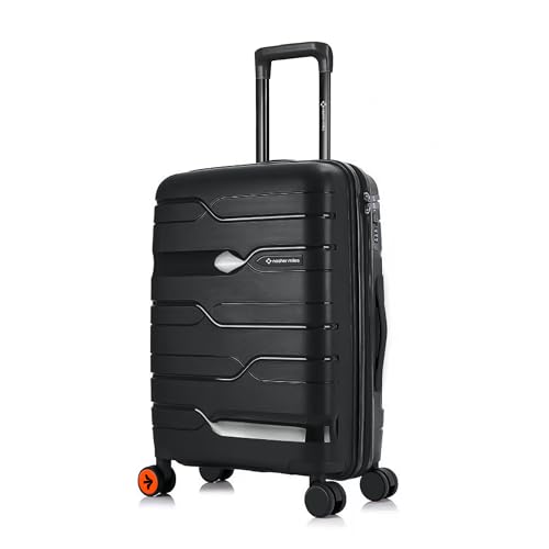 Image of Nasher Miles Paris Hard-Sided Polypropylene Double Spinner Check-in Luggage 24 inch | 65cm | 8 Wheels Medium Trolley Bag for Travel | Suitcase (Black)