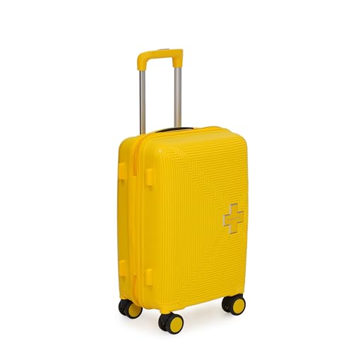 Image of SWISS MILITARY Maze 20-Inch Hard Top Peach Luggage Trolley Bag Durable Polypropylene Body TSA Lock Body-Coloured 360 Degree Rotating 8 Wheels Lightweight Stylish Travel Suitcase