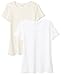 Produktbild Amazon Essentials Damen-T-Shirt, klassisch, kurzärmlig, Rundhalsausschnitt, 2er-Pack, Beige (Oatmeal Heather/White), Small