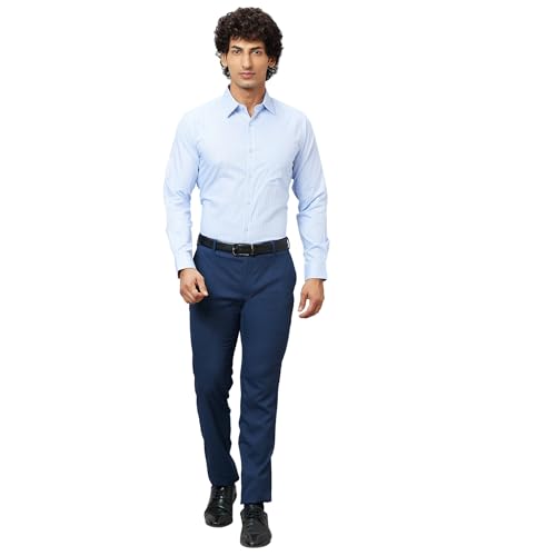 Image of Raymond Men's Pure Cotton Structure Pattern Slim Fit Semi Cutaway Collar Full Sleeve Formal Shirt