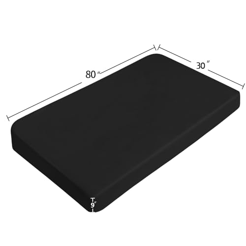 Image of Cot Sheets 30 inch x 80 inch, Cot Size Mattress Sheet Fitted with Narrow Twin /Camp Rvs Bunk /Guest Beds /Camping Cot /Travel Trailers /Spilt Queen Bed, Super Soft and Breathable Microfiber Cover, Black
