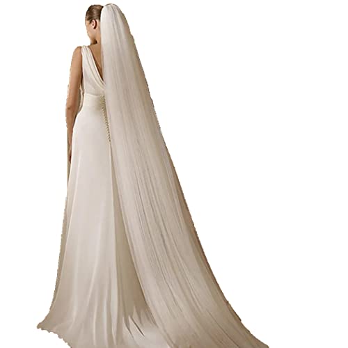 Ursumy Wedding 2T Veil Long Cathedral Veil Soft Tulle Bridal Veils With Comb (Ivory) #TOP29