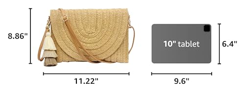Aovtero Light Brown Straw Clutch