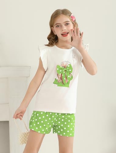 Image of Girls Summer Outfits Cute Sleeveless Top High Waisted Short Sets with Pockets Teen Girl Clothes Size 6-14 T