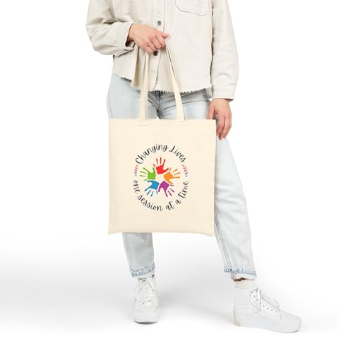 Changing Lives One Session at a Time Tote Bag – Inspirational 100% Cotton Canvas Shoulder Bag for Therapists & Educators3