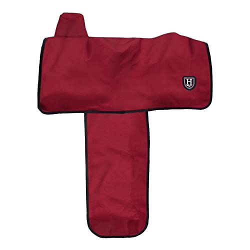 Image of Harrison Howard 600 Denier Splash-Resistant Protective Saddle Cover Protection from Scratches, Direct Sunlight, and Dust /Debris Keeps Saddle in Pristine Condition-Red