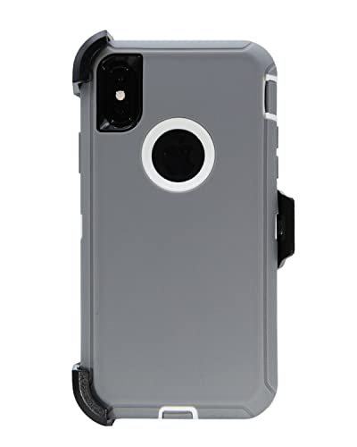 WallsKin Case for iPhone Xs/X/10 (5.8'') Heavy Duty Full Body Military Grade Drop Protection Carrying Cover Holder | Holster for Men Belt with Clip Stand - Gray