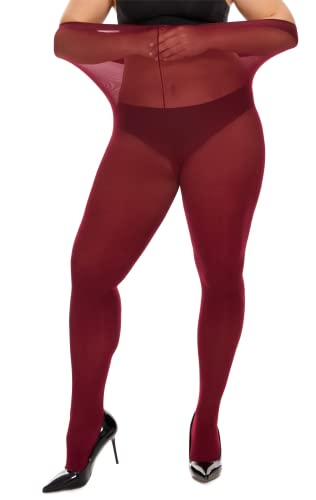 Image of DUCMODA Plus Size Tights for Women, Ultra Soft Solid Color Semi-Opaque Pantyhose, Nylon High Waist Stockings 1X 2X 3X 4X