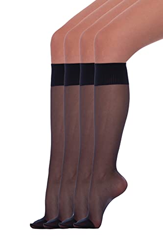 WOOTI TIGHTS Lot de 4 paires de mi-bas pour femme transparent 15 deniers, élastique confort, Fabriqué en Italie Cover