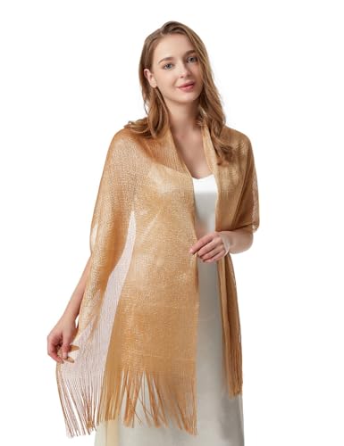Womens Evening Shawl Metallic Fringe Wrap Lightweight Scarf for Party Wedding Prom Formal Events2