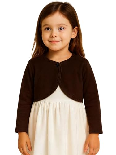 Image of KRYPTIC Kids Girls Crop Length Cotton Shrug - Soft Lightweight Open Front Layer for Stylish Everyday Wear Casual Outfits