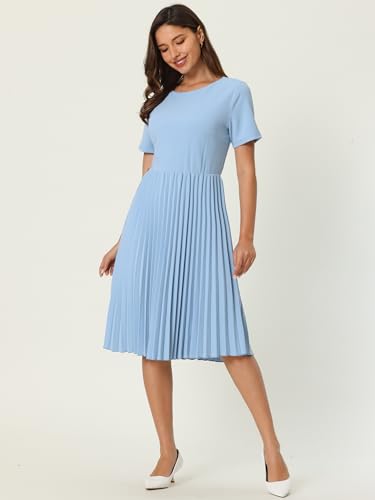 Women's Pleated Dresses Work Fit and Flare Midi Dress2