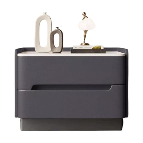 HJYBFA Elegante mesita de Noche Ligera de Lujo, Mesa Auxiliar de Tablero Artificial, Robusta y confiable, Moderna mesita de Noche con 2 cajones.
