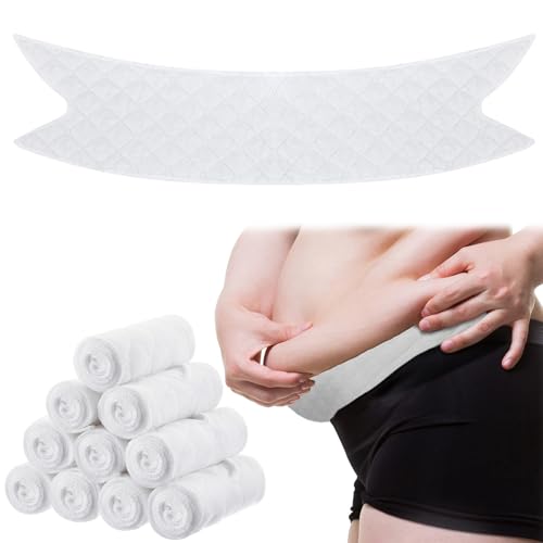 Wesnoy 10 Pcs Tummy Liners for Sweat Rash Cotton Under Belly Sweat Liners Under Belly Absorber Pads Band for Skin Rash(White,XXL)