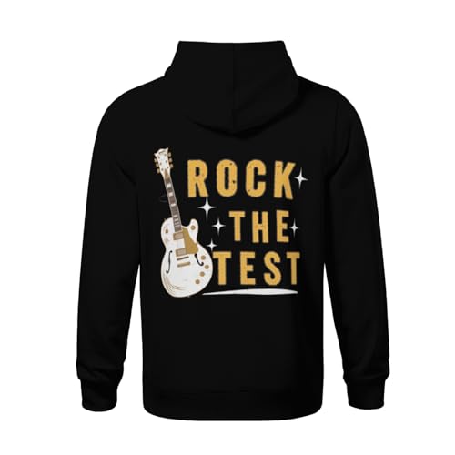 Kids Funny Guitar Test Day Rock The Test Boys Girls Lightweight Kangaroo Pocket Fleece Hoodies3