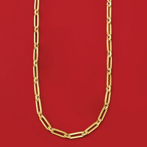 Ross-Simons Italian 14kt Yellow Gold Alternating Paper Clip Link Necklace3