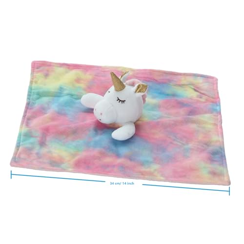 Image of CREVENT Cozy Plush Baby Security Blanket Loveys for Baby Girls, Minky Dot Front + Backing with Animal Face (Unicorn)