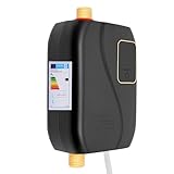 Durchlauferhitzer Küche Klein Elektronischer Warmwasserbereiter 220V 5500W 25-50℃ Tankless mit LED Temperaturanzeige für Familienküchen Badezimmer