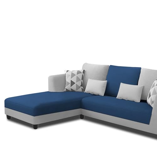 Image of Galib LHS 4 Seater L Shape Sofa Set for Living Room (Blue Grey Fabric) Premium Fabric Sofa