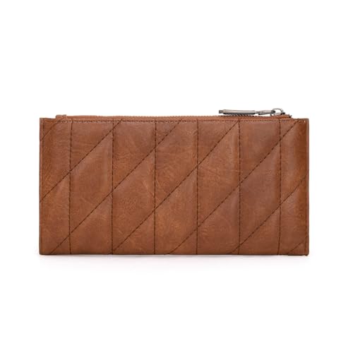 Image of Wrangler Brown Quilted Wallets for Women Slim Bifold Wallet Women RFID Wallets, Card Cases & Money Organizers Ladies Female Minimalist Travel Wallet with Smooth Zippers
