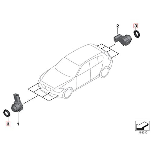 Image of Rear Bumper Parking Sensor Ring for BMW 128i 135i M 228i 230i M235i M240i M2 323i 325i 328i 330i 335i M3 320i Hybrid 3 340i 428i 430i 435i 440i M4 X4 Replacement # 66206923000 (2 PCS)