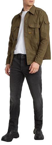 G-STAR Raw - Mens Mosa Straight Jeans, Color Worn in Black Moon, Size: 35W x 32L3