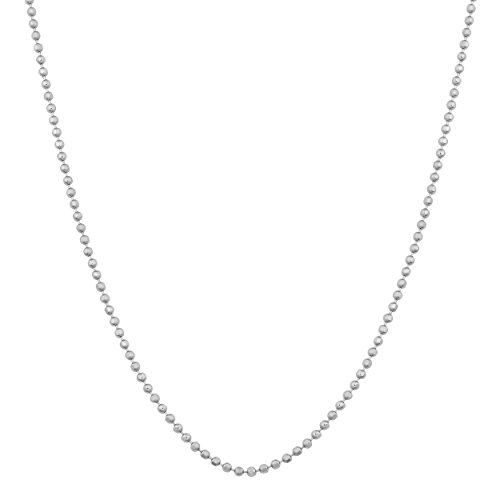 Kooljewelry Sterling Silver 0.9 mm Diamond-cut Ball Chain Necklace (16