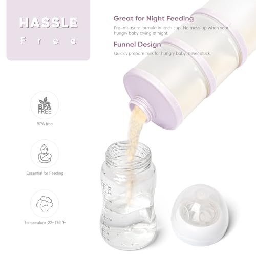 Image of Termichy Stackable Formula Dispenser Portable Milk Powder Container, 2 Pack, Light Purple