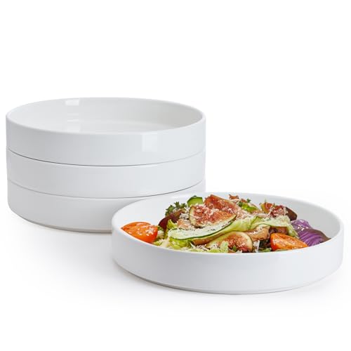 Sweese Large Pasta Bowls, 32 Ounce Salad Bowls Set of 4, Stackable Serving Bowls for Dinner, Salad, Dessert - Microwave Dishwasher Safe - White Sweese Large Pasta Bowls, 32 Ounce Salad Bowls Set of 4, Stackable Serving Bowls for Dinner, Salad, Dessert - Microwave Dishwasher Safe - White