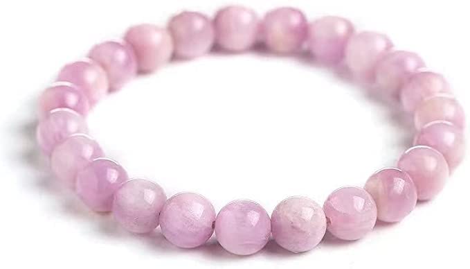 Bracelet Kunzite naturel perles rondes polies Baho miel rose