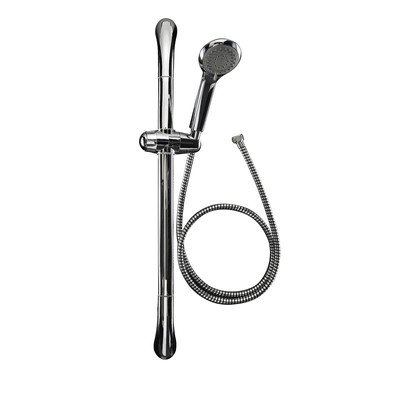 Aqualona Kit-Shower Head-Riser Rail-Durable, Powerful, Easy to Clean, Multiple Spray Patterns, Stylish Finish-Universal Fit, Curved, Chrome