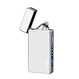 防風電弧ライター USB充電式 強力プラズマアーク 高耐久PVDメッキ ファッション性 アウトドア・バーベキュー・タバコに最適 ギフトにも （グレー）