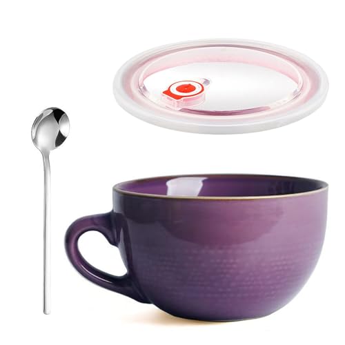 YUNXCNA Groß Tasse Keramik, 700ml Groß Müslischalen mit Henkel, Salat Schale, Wiederverwendbar Porzellan Kaffee Tasse, Porzellan Suppenschüssel...