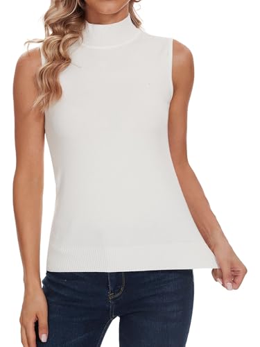 Image of Sleeveless Mock Neck Tops for Women Soft Slim Fit Knit Vest Tops