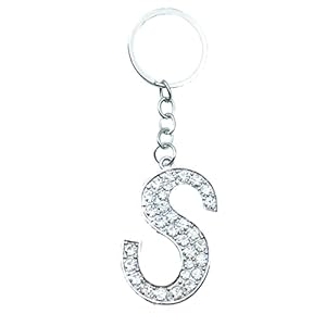 Fashion A-Z Initials Letter Keychain Shiny Crystal Keyring DIY Key Ring for Women Girls Handbags