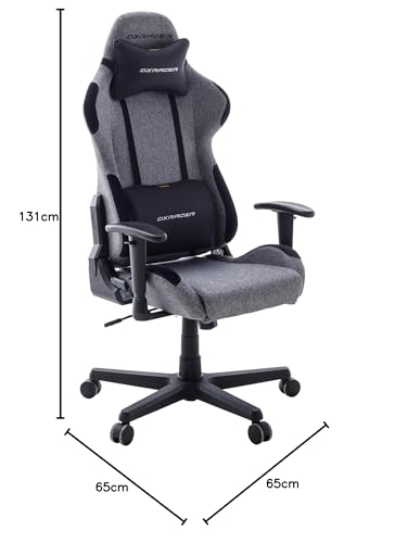 DXRacer 4.2 FD01 L/GN -New- Gaming-/ Büro-/ Schreibtischstuhl, mit Wippfunktion Gaming Stuhl Höhenverstellbarer Drehstuhl PC Stuhl Ergonomischer Chefsessel, grau-schwarz