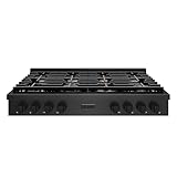 ZLINE 48 in. Paramount Gas Rangetop with 8 Brass Burners and Porcelain Cooktop in Black Satin Stainless Steel (SRTBS-BR-48)