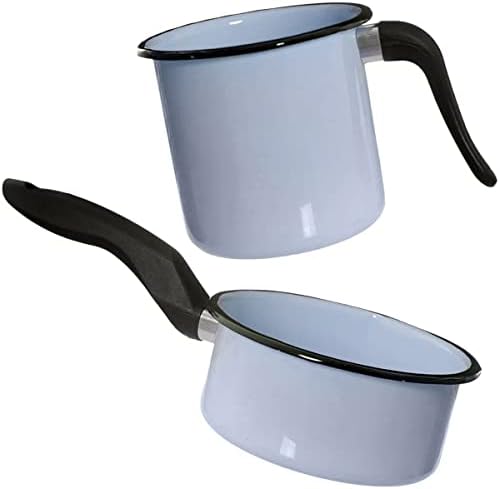 Conjunto Panela Esmaltada Ágata 1L e Leiteira 1,5L com Cabos em N...